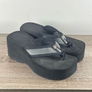 Y2K Reef Platform Flip Flops Wedge Thong Sandals - Size 7